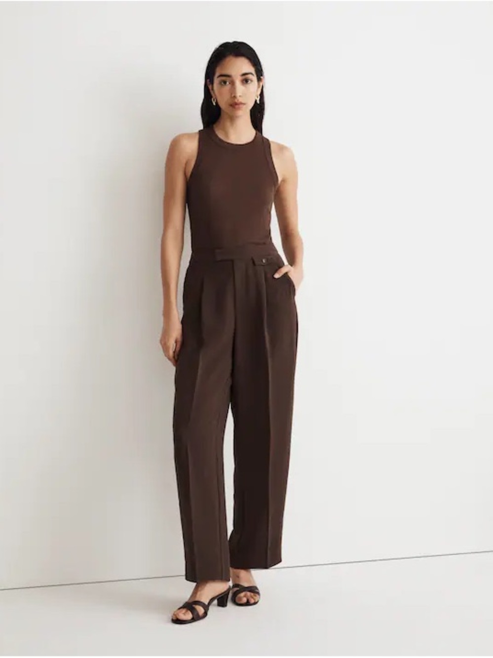 Madewell Rosedale High-Rise Straight Pant in Crepe (Dark Coffee)
